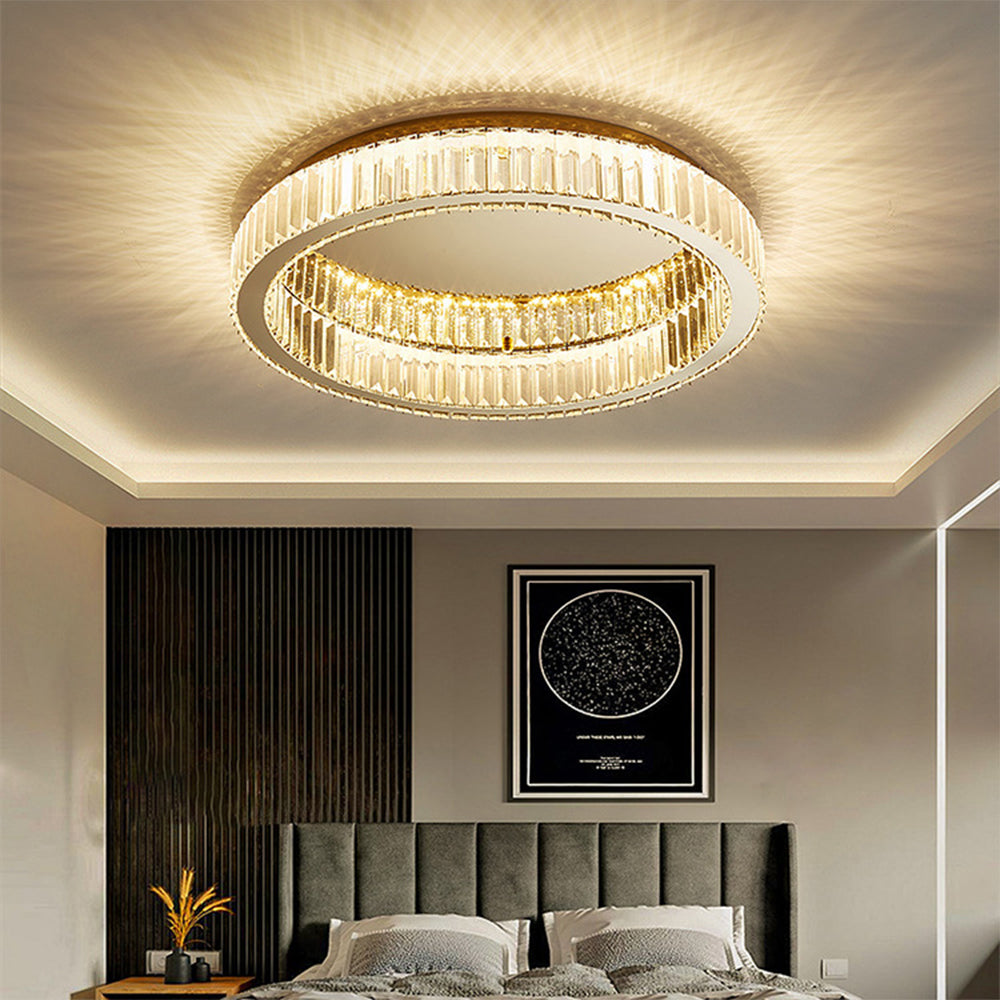 Homdiy Contemporary Crystal Ceiling Lights LED Bedroom Ceiling Light