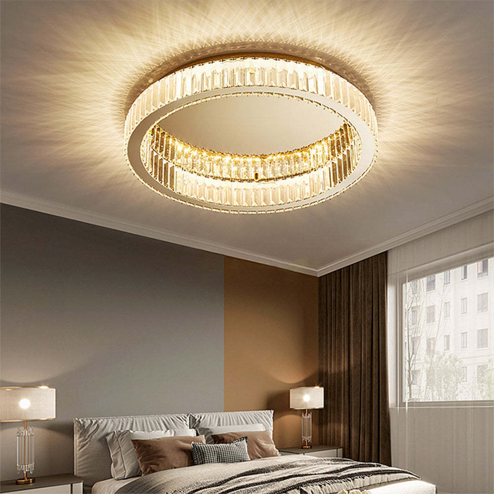 Homdiy Contemporary Crystal Ceiling Lights LED Bedroom Ceiling Light
