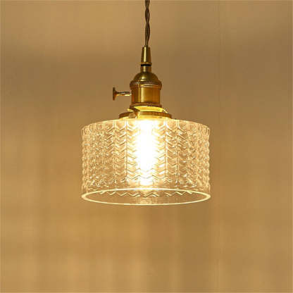 Retro Short Cylinder Wavy Glass Pendant Light -Homdiy
