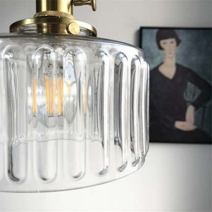 Retro Short Cylinder Wavy Glass Pendant Light -Homdiy