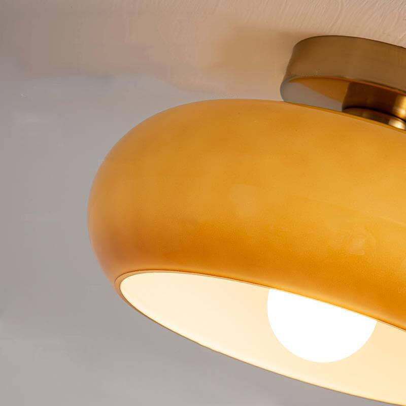 Retro Amber Round Glass Ceiling Light -Homdiy