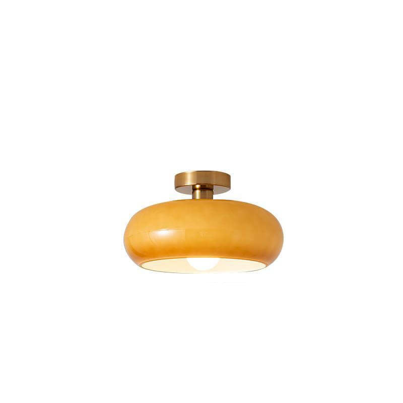 Retro Amber Round Glass Ceiling Light -Homdiy