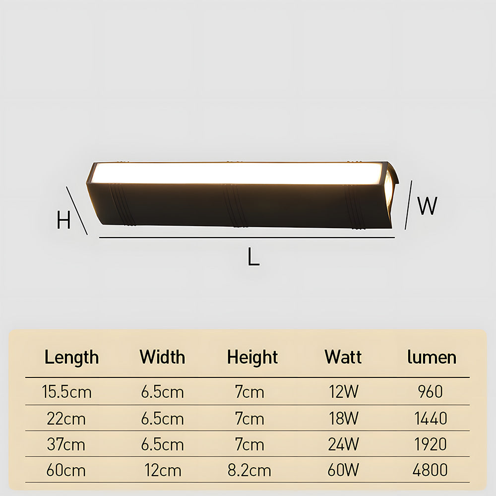 Modern IP65 Long Strip LED Wall Light