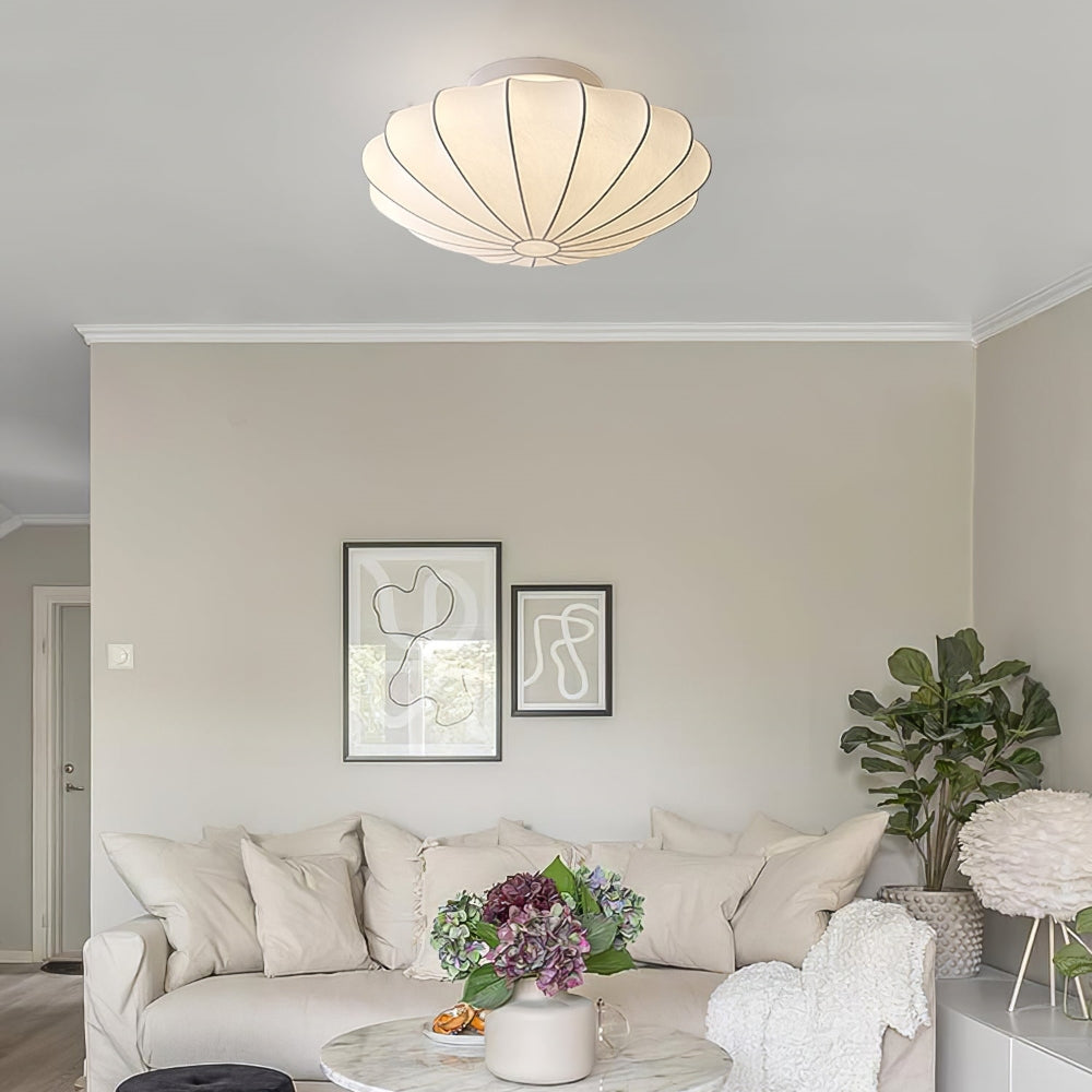 White Silk Flush Mount Ceiling Light -Homdiy