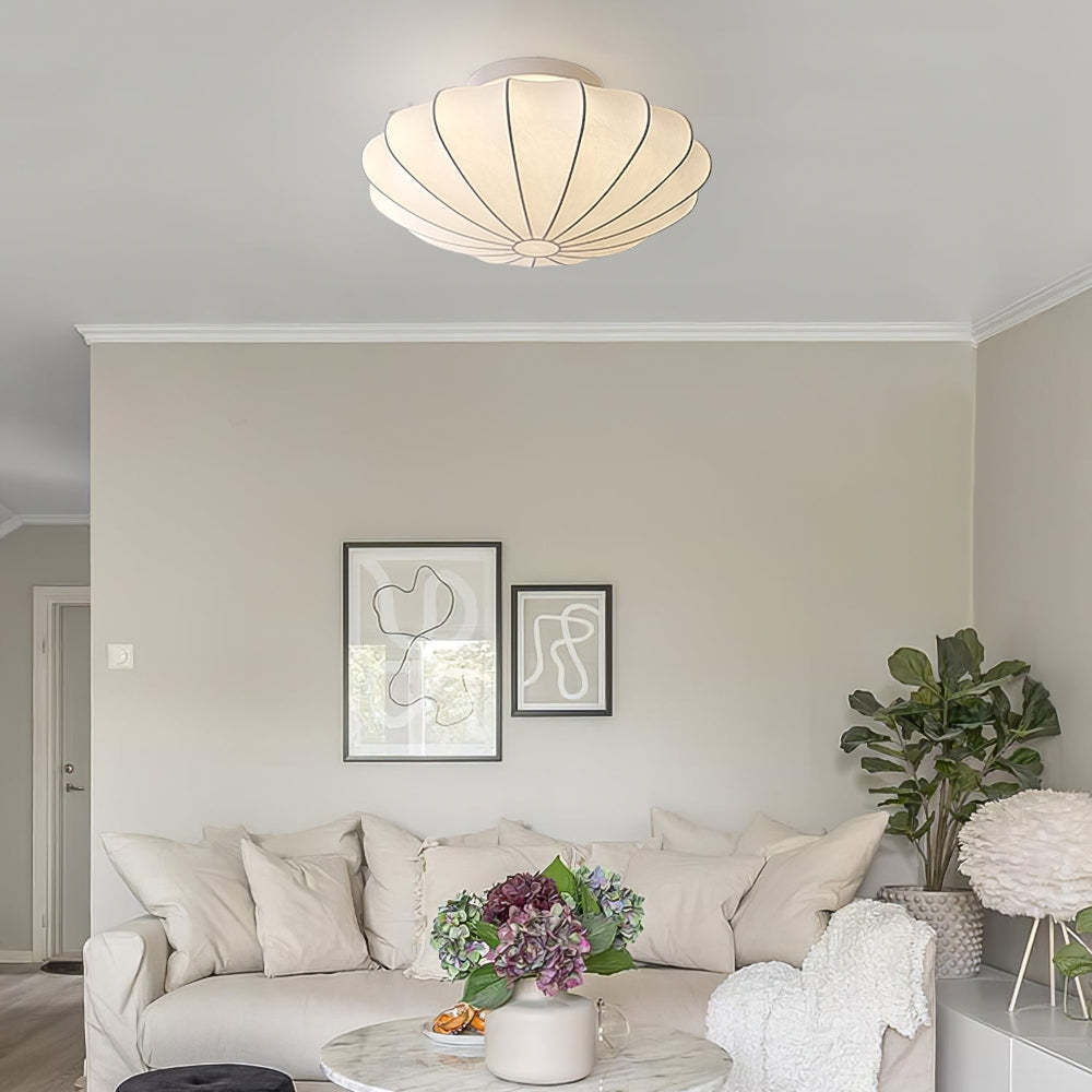 White Silk Flush Mount Ceiling Light -Homdiy