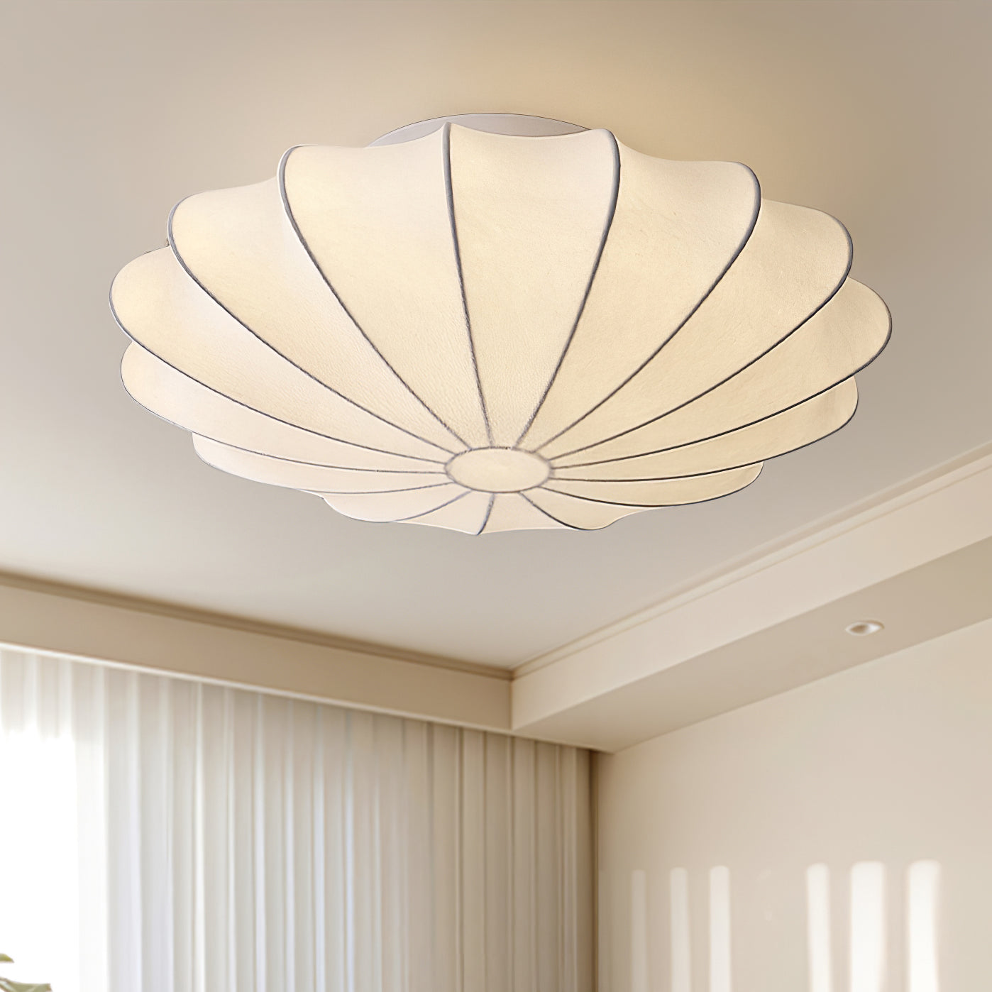 White Silk Flush Mount Ceiling Light -Homdiy