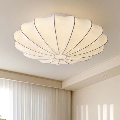 White Silk Flush Mount Ceiling Light -Homdiy