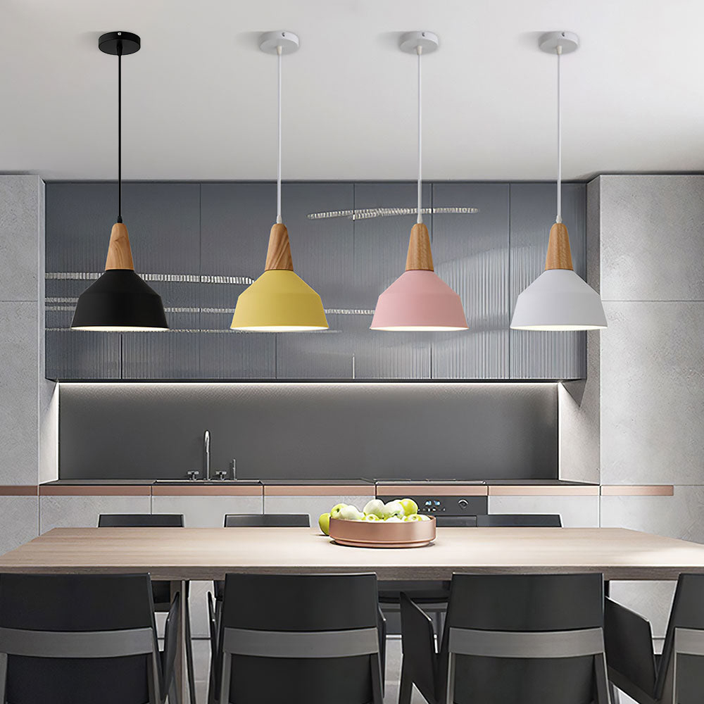 Colorful Wood Metal Kitchen Pendant Lights