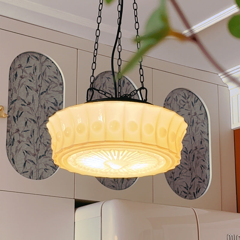 White Vintage Round Pendant Light -Homdiy