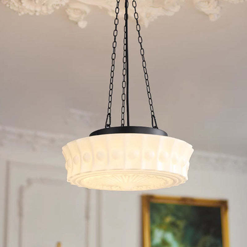 White Vintage Round Pendant Light -Homdiy