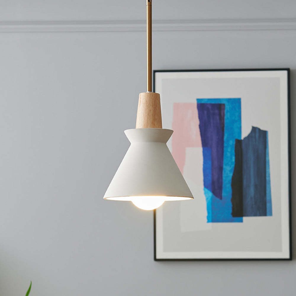 Modern White Concrete Cone Pendant Light