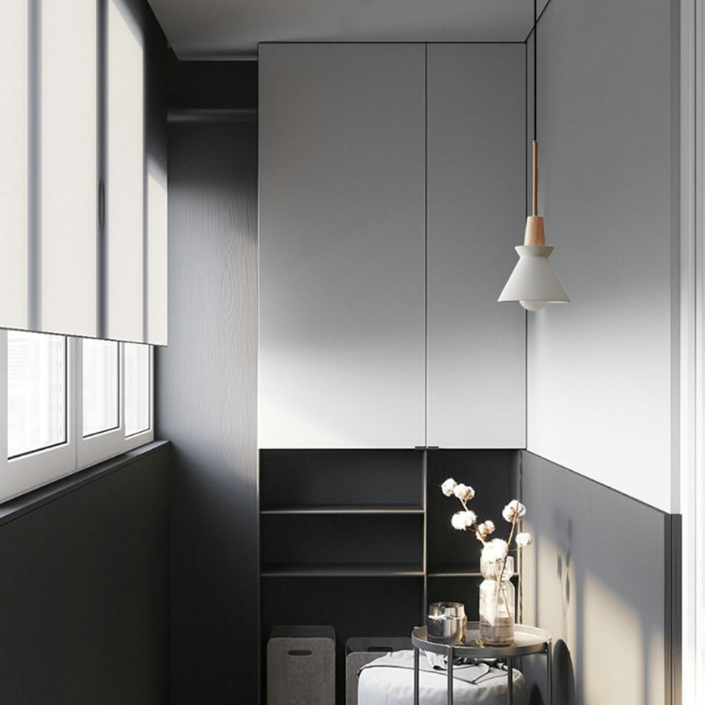 Modern White Concrete Cone Pendant Light