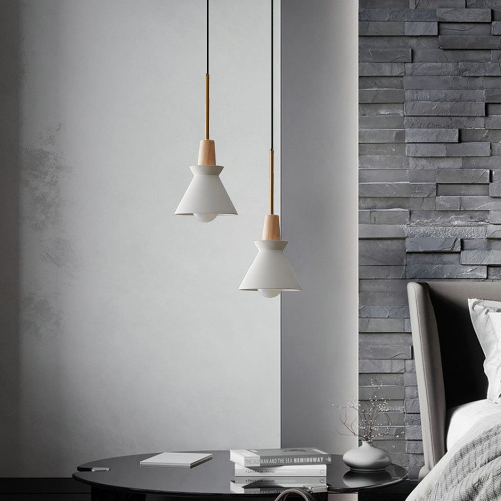Modern White Concrete Cone Pendant Light