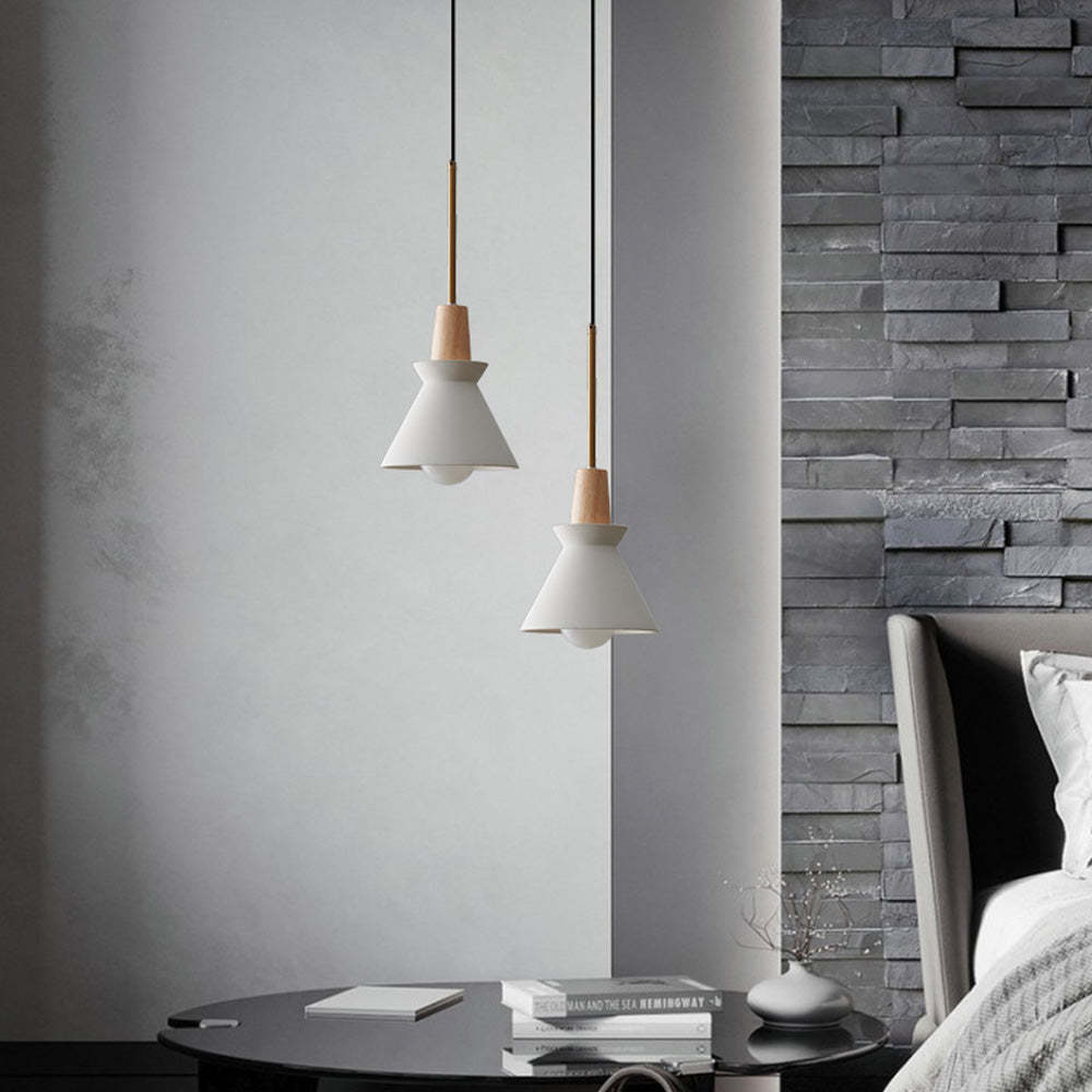 Modern White Concrete Cone Pendant Light