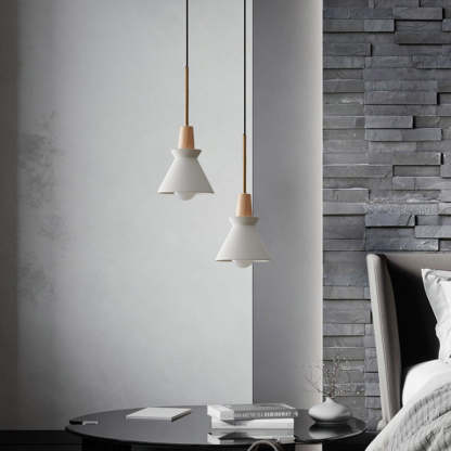 Modern White Concrete Cone Pendant Light