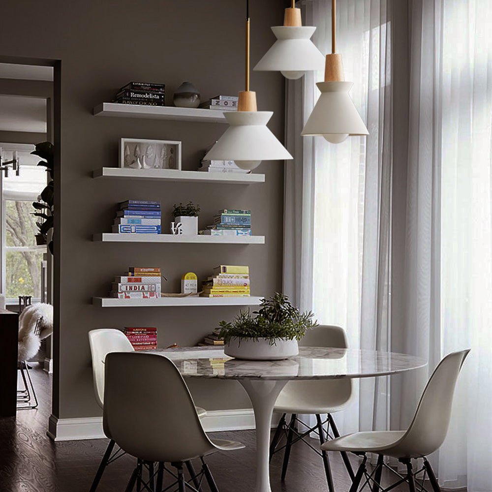 Modern White Concrete Cone Pendant Light