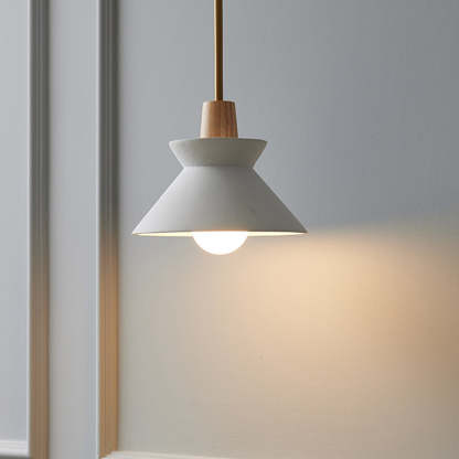 Modern White Concrete Cone Pendant Light