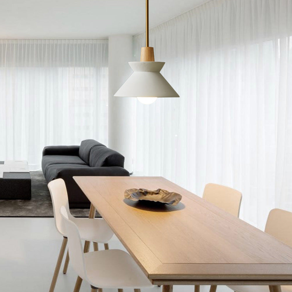Modern White Concrete Cone Pendant Light