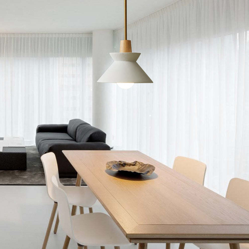 Modern White Concrete Cone Pendant Light