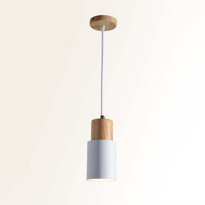 Modern Macaron Cylinder Wood LED Mini Pendant Lighting