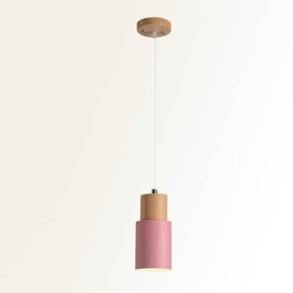 Modern Macaron Cylinder Wood LED Mini Pendant Lighting