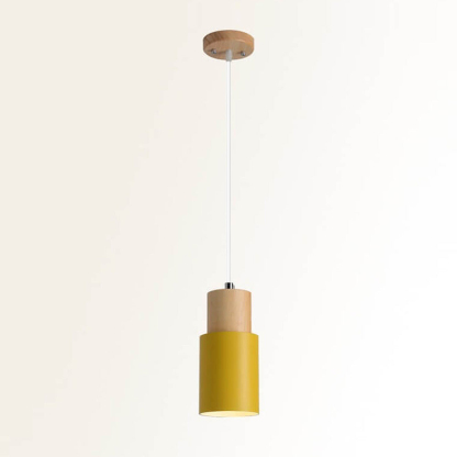 Modern Macaron Cylinder Wood LED Mini Pendant Lighting