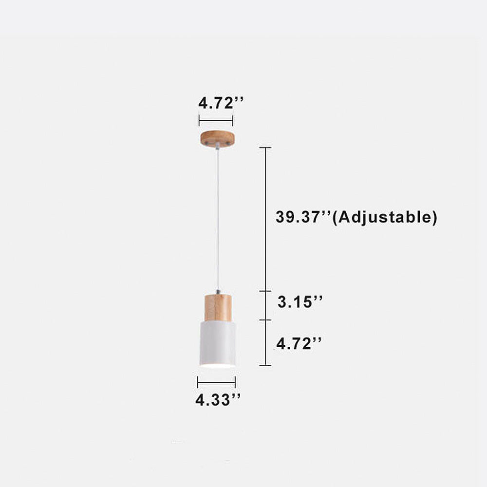 Modern Macaron Cylinder Wood LED Mini Pendant Lighting