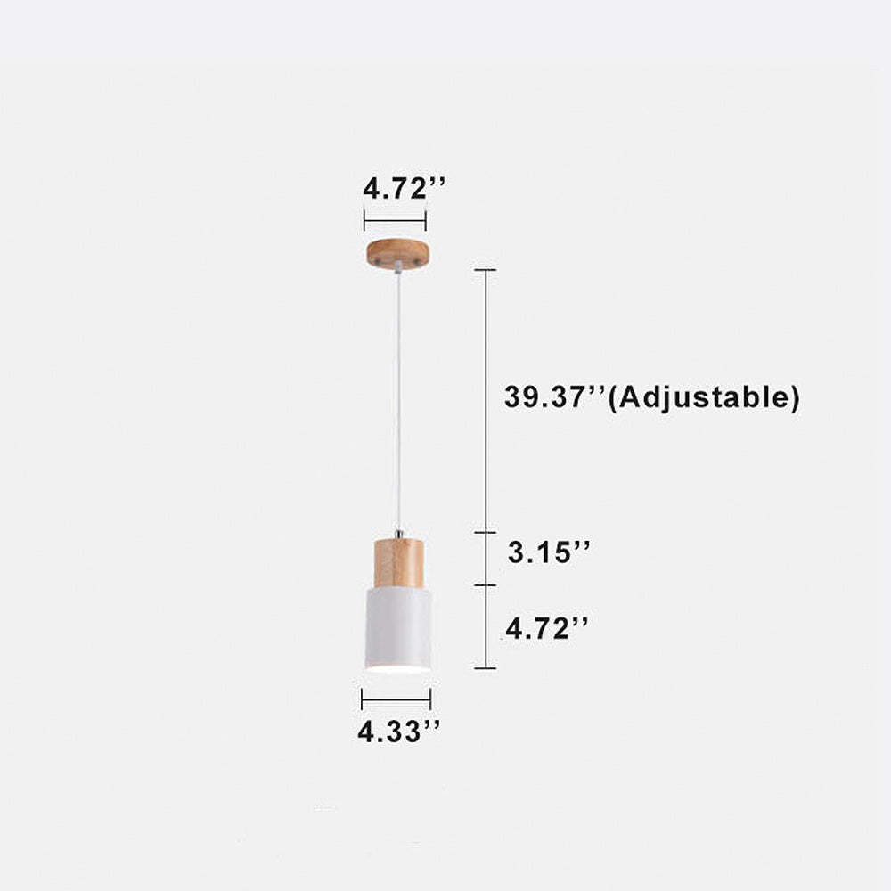 Modern Macaron Cylinder Wood LED Mini Pendant Lighting