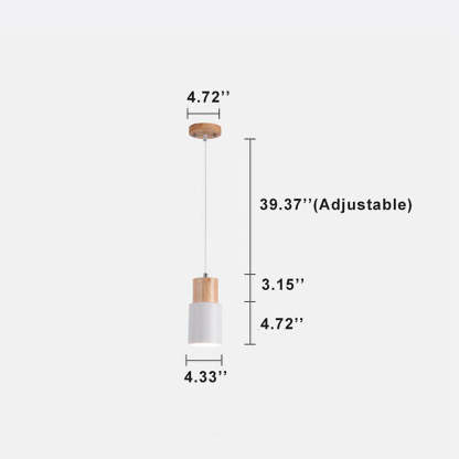 Modern Macaron Cylinder Wood LED Mini Pendant Lighting