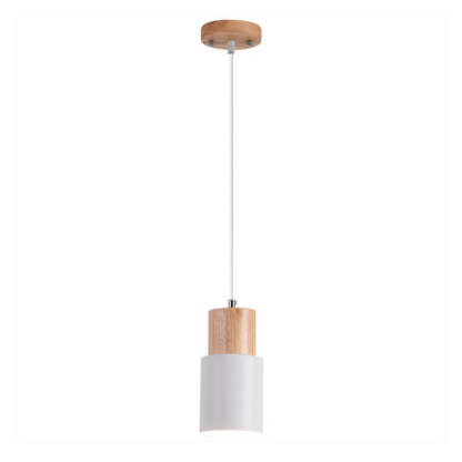 Modern Macaron Cylinder Wood LED Mini Pendant Lighting