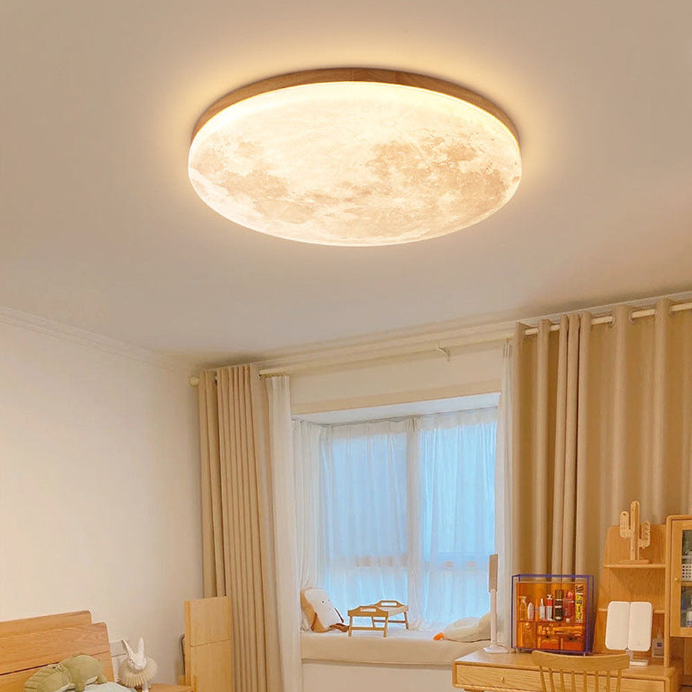Simple Minimalist Moon Round LED Ceiling Light For Bedroom