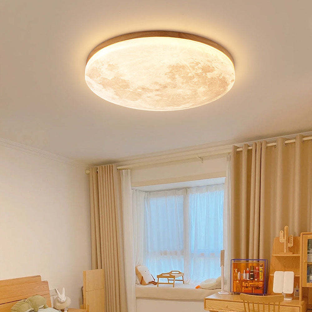 Simple Minimalist Moon Round LED Ceiling Light For Bedroom