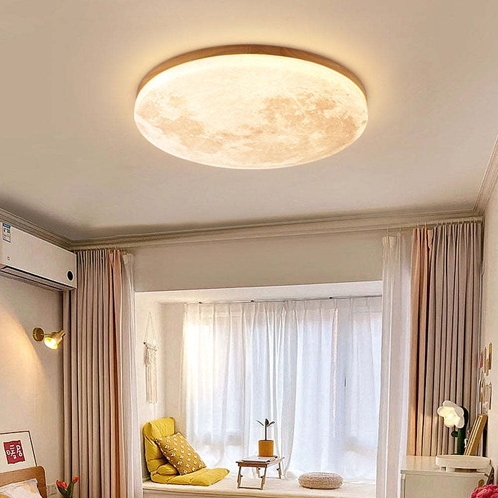Simple Minimalist Moon Round LED Ceiling Light For Bedroom