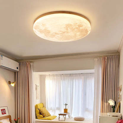 Simple Minimalist Moon Round LED Ceiling Light For Bedroom