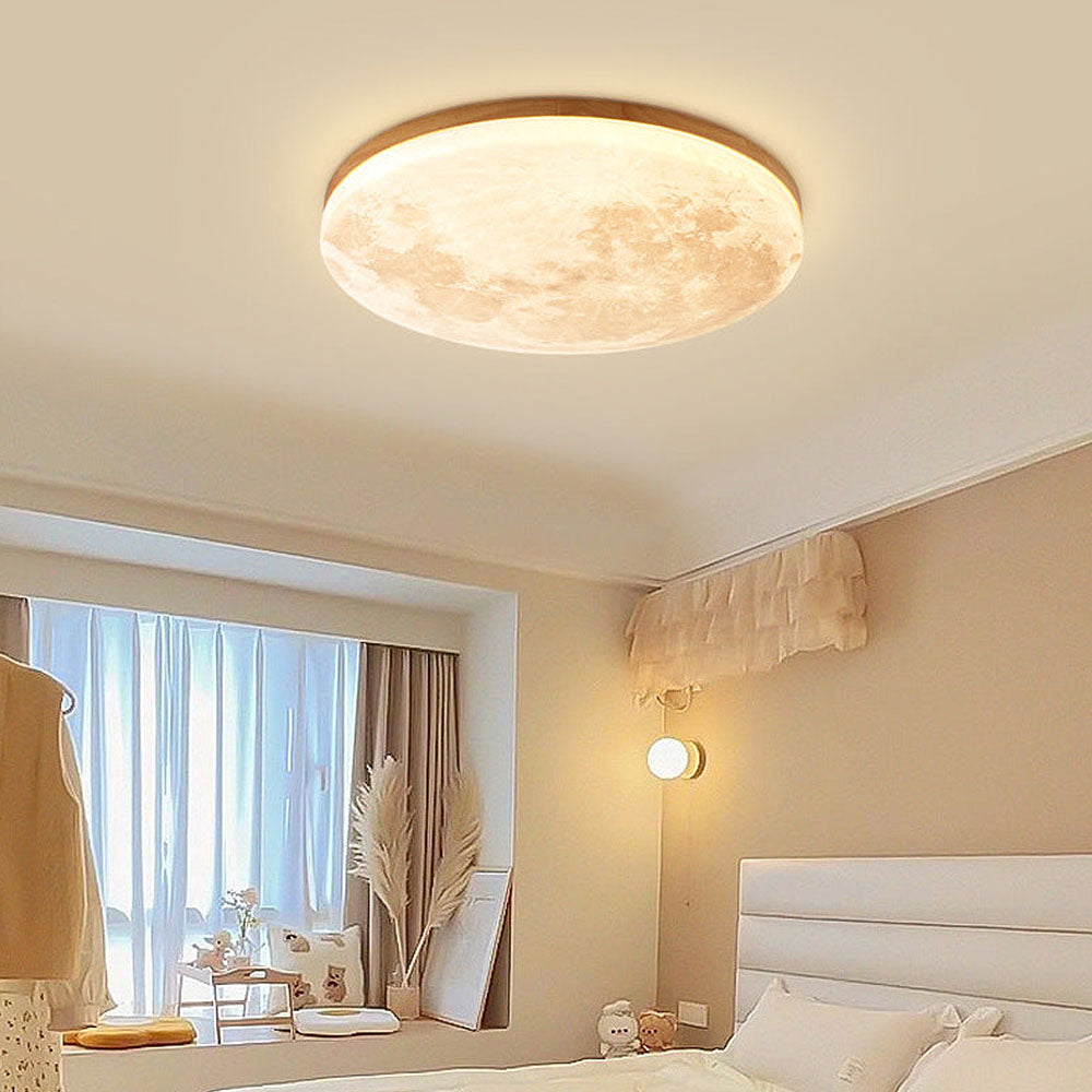 Simple Minimalist Moon Round LED Ceiling Light For Bedroom