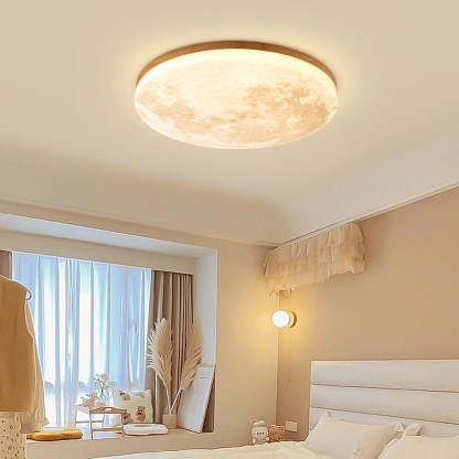 Simple Minimalist Moon Round LED Ceiling Light For Bedroom