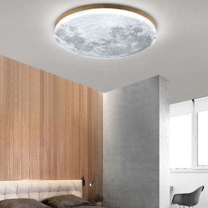 Simple Minimalist Moon Round LED Ceiling Light For Bedroom