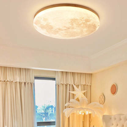 Simple Minimalist Moon Round LED Ceiling Light For Bedroom