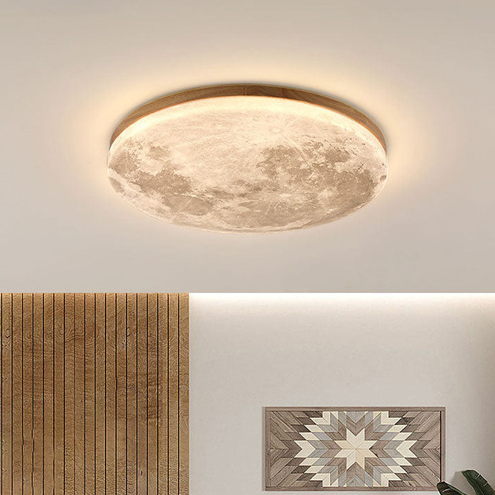 Simple Minimalist Moon Round LED Ceiling Light For Bedroom