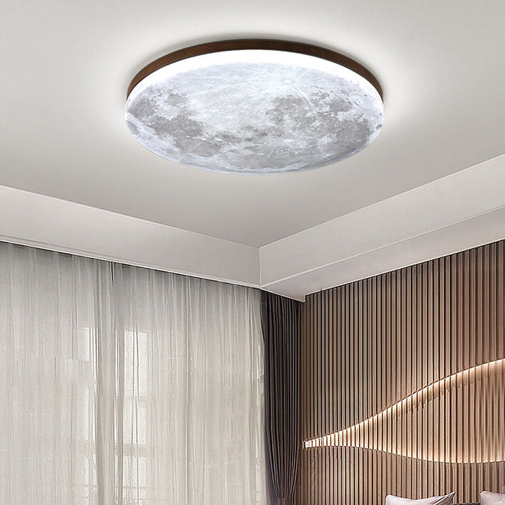 Simple Minimalist Moon Round LED Ceiling Light For Bedroom