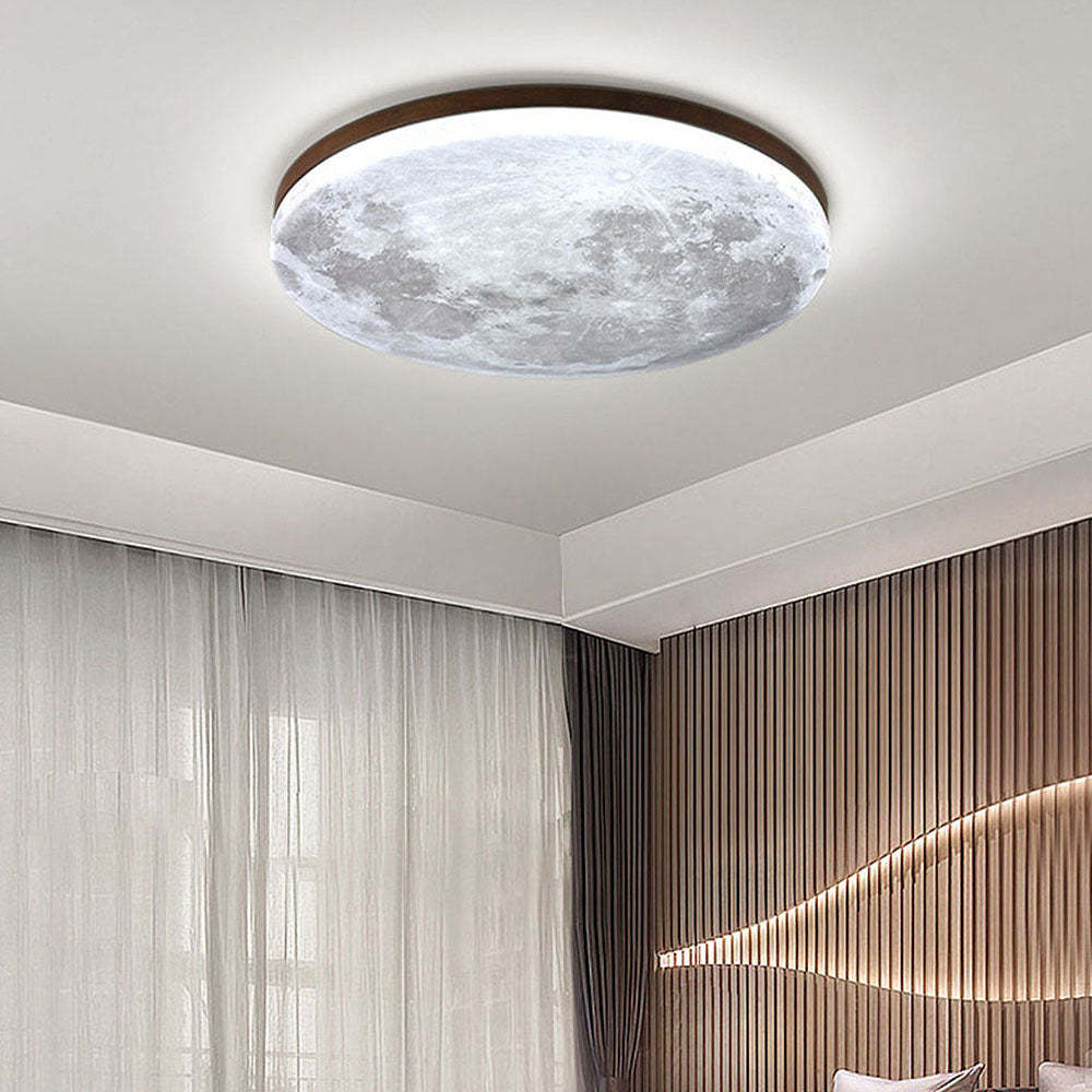 Simple Minimalist Moon Round LED Ceiling Light For Bedroom