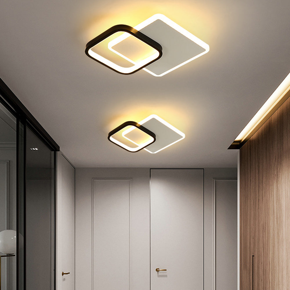 Contemporary Geometric Iron Black Flush LED Ceiling Lights For Bedroom