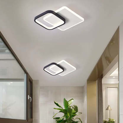 Contemporary Geometric Iron Black Flush LED Ceiling Lights For Bedroom