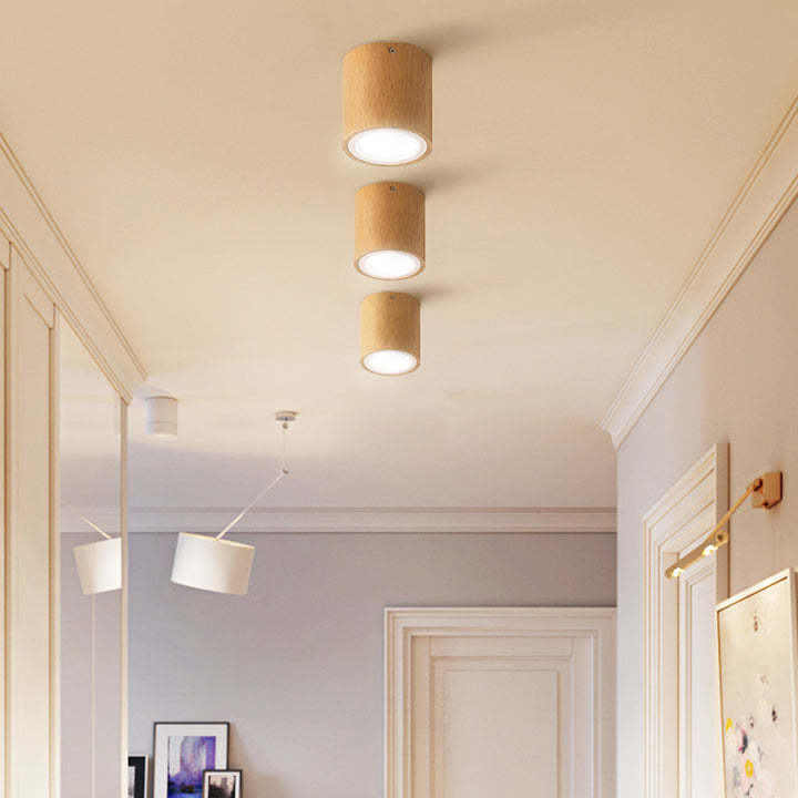 Simple Wood Round LED Hallway Downlight