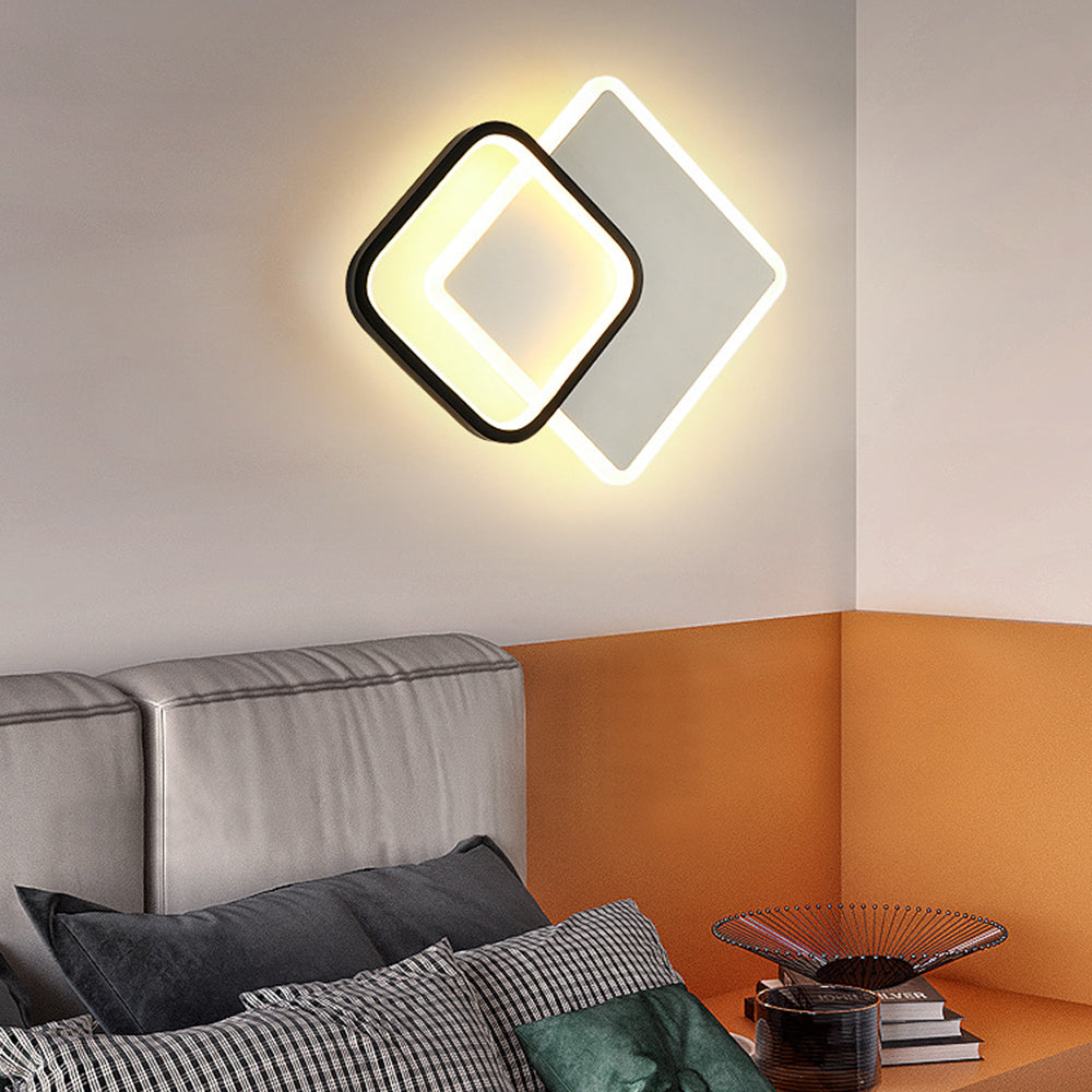 Contemporary Geometric Iron Black Flush LED Ceiling Lights For Bedroom