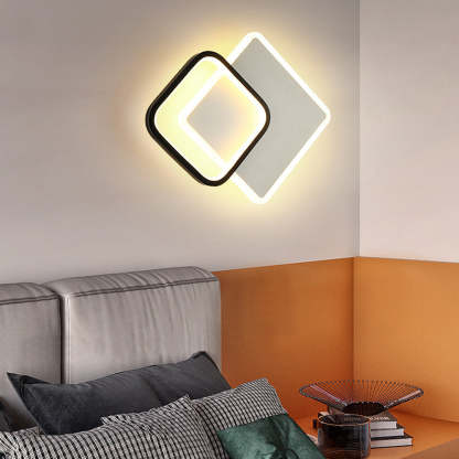 Contemporary Geometric Iron Black Flush LED Ceiling Lights For Bedroom