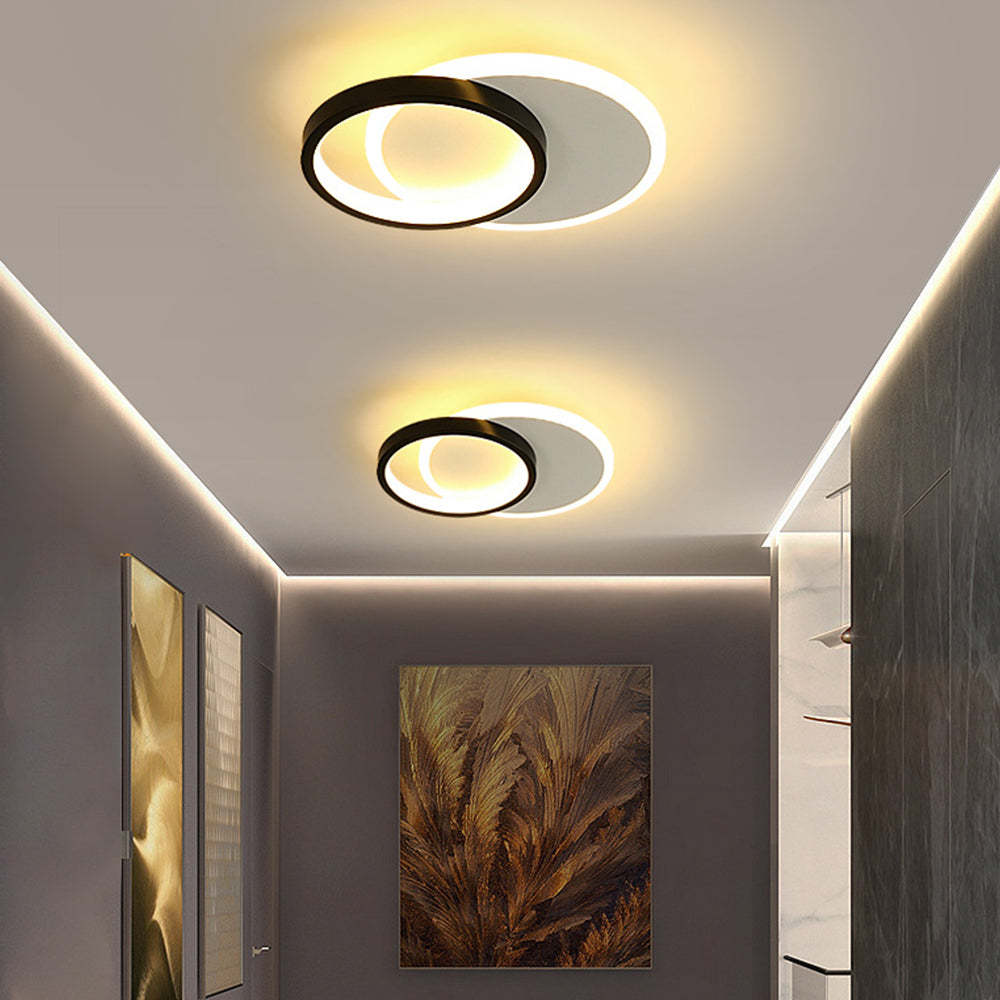 Contemporary Geometric Iron Black Flush LED Ceiling Lights For Bedroom