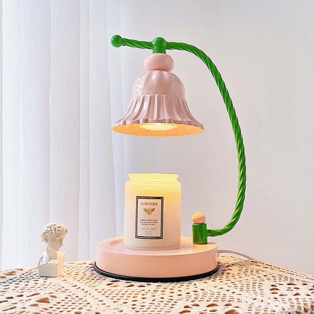 Homdiy Table Lamp Modern Glass Pink Cute Bedroom Warming Candle Lamp