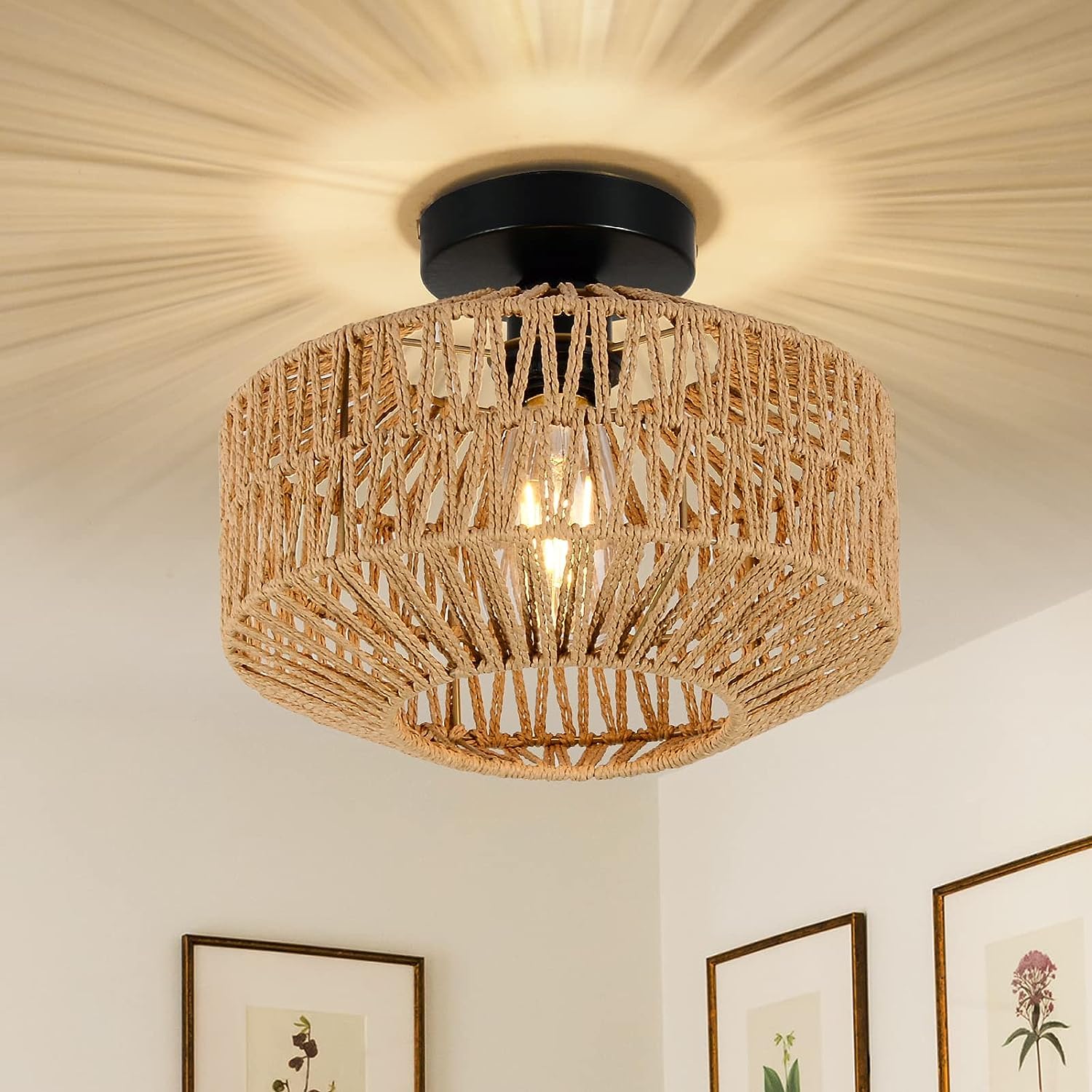 Boho Rope Ceiling Light Fixture For Living Room