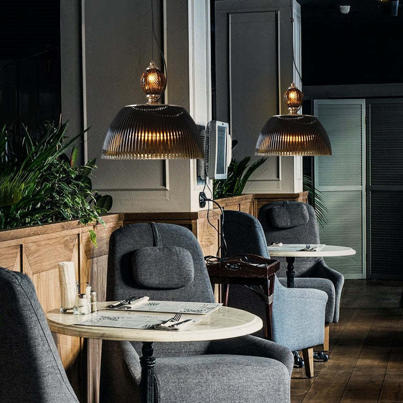 Mid century Retro Green Brown Glass Pendant Light -Homdiy